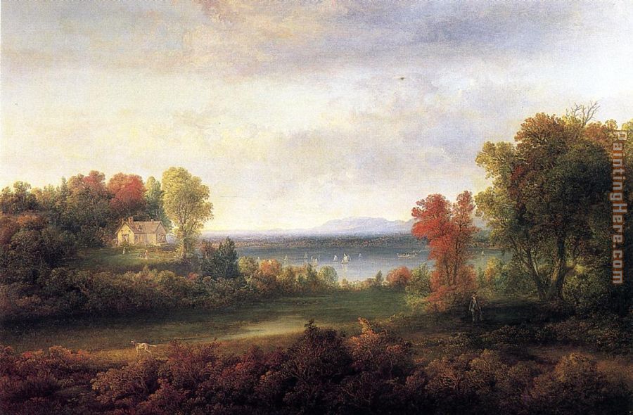 Hudson River Landscape painting - Thomas Doughty Hudson River Landscape art painting
